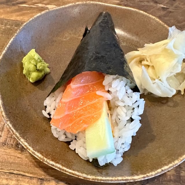 Spicy Salmon Hand Roll.